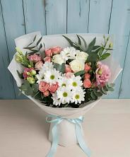 Букет цветов из:  Розы, Лизиантусы и Хризантемы в Чернолучинском