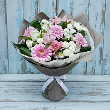 Букет цветов из:  Герберы, Альстромерии и Хризантемы в Чернолучинском