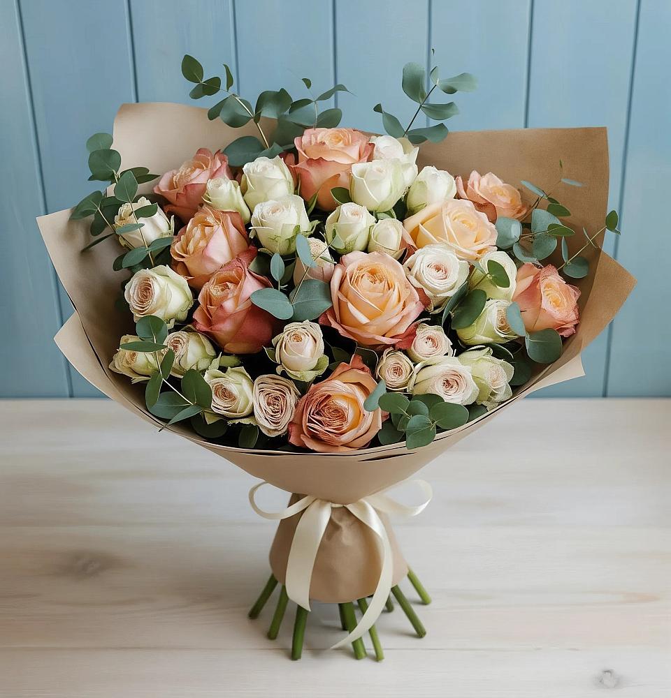 Букет цветов из: Альстромерии и Розы в Чернолучинском