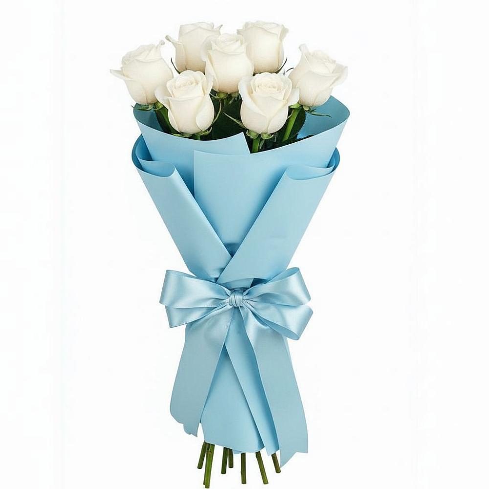 Букет 7 белых роз Проуд в Чернолучинском