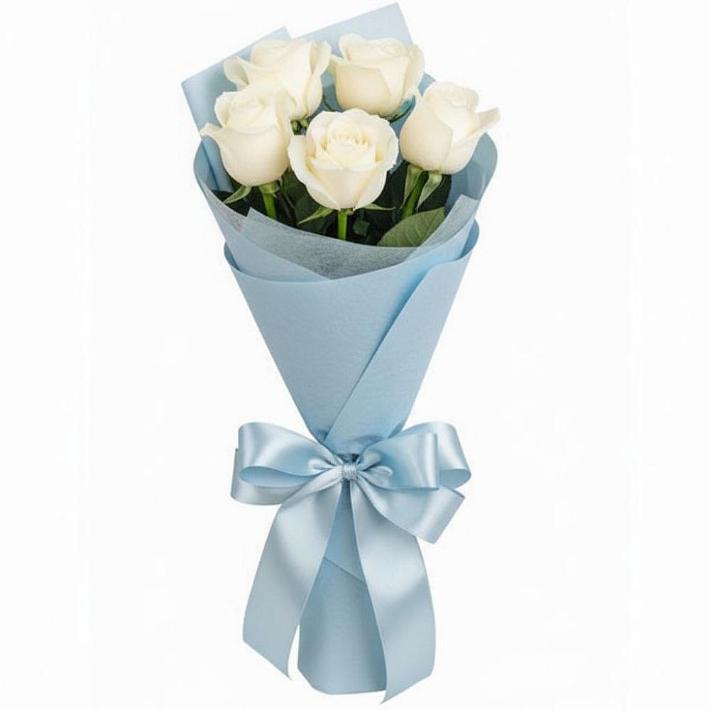 Букет 5 Белых роз Проуд в Чернолучинском
