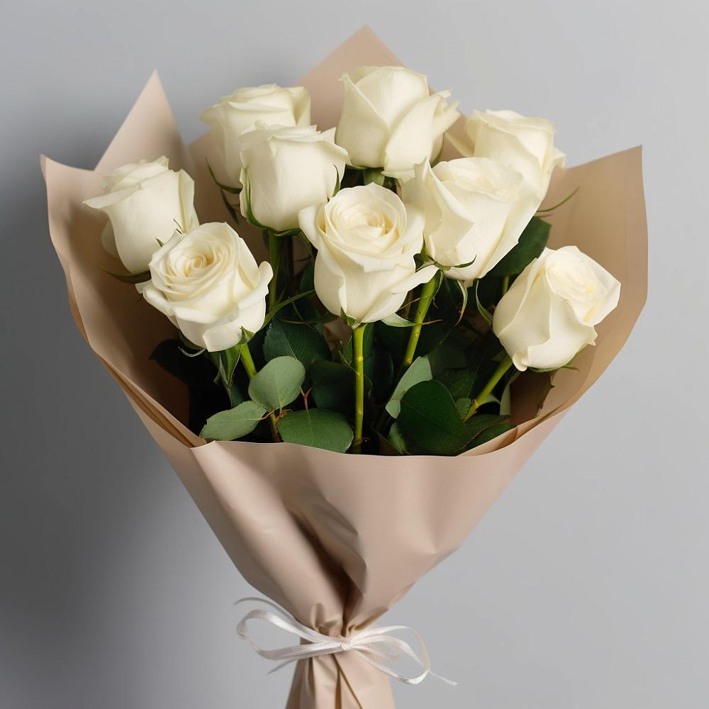 Букет 9 Белых роз Эдлесс Лав в Чернолучинском