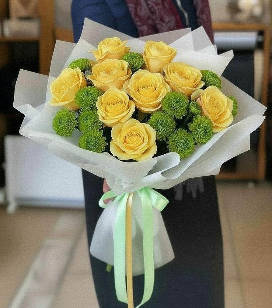 Букет цветов из: Хризантемы и Розы в Чернолучинском