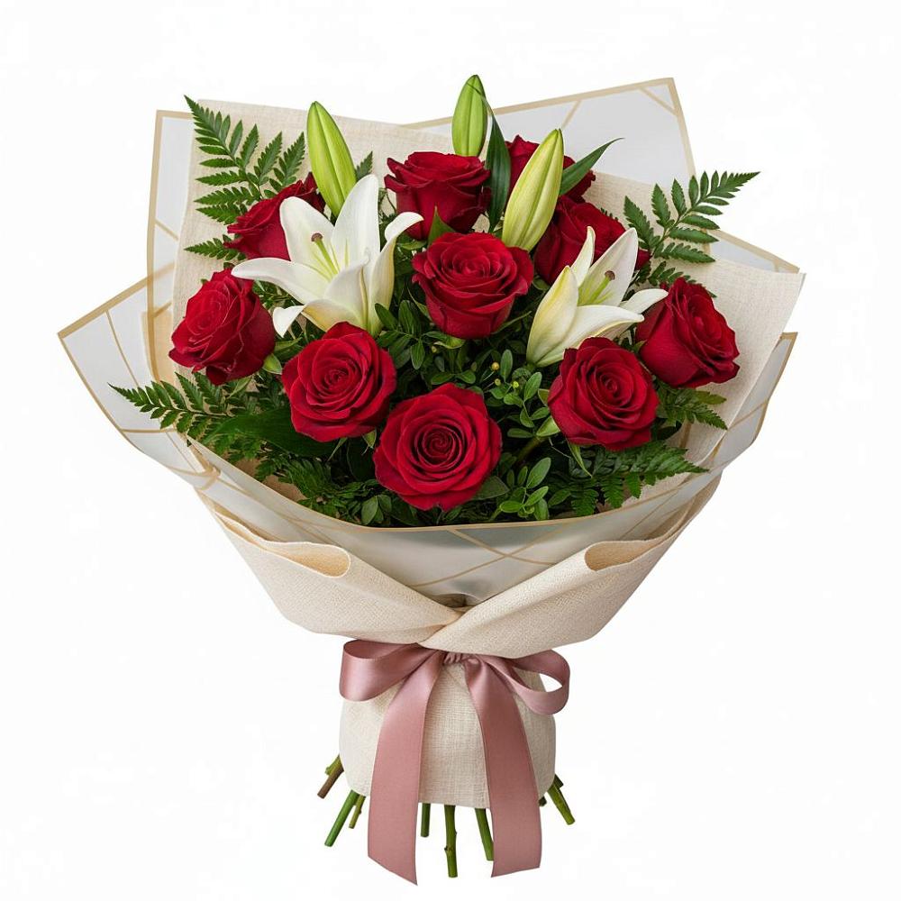 Букет цветов из: Лилии и Розы в Чернолучинском