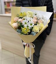 Букет цветов из:  Альстромерии, Розы и Хризантемы в Чернолучинском