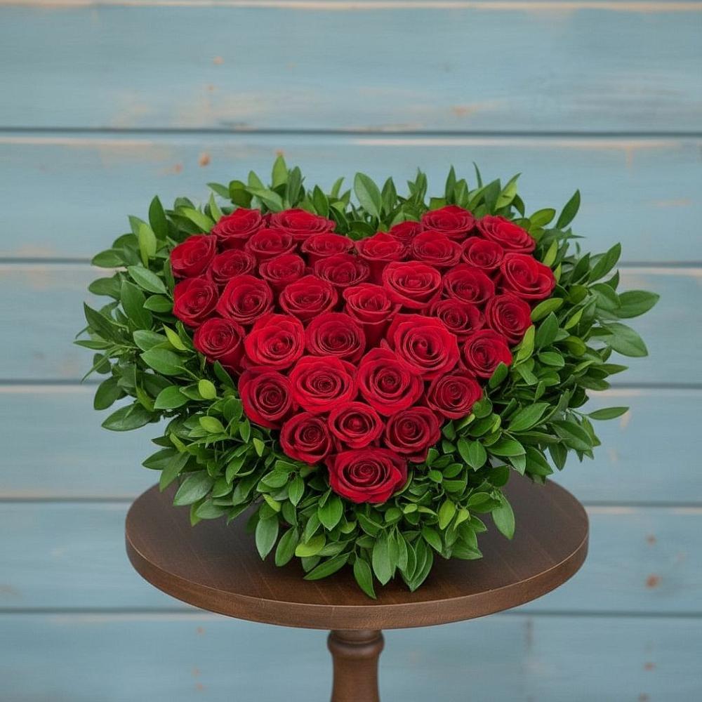 Цветочная композиция из Розы в виде сердца в Чернолучинском