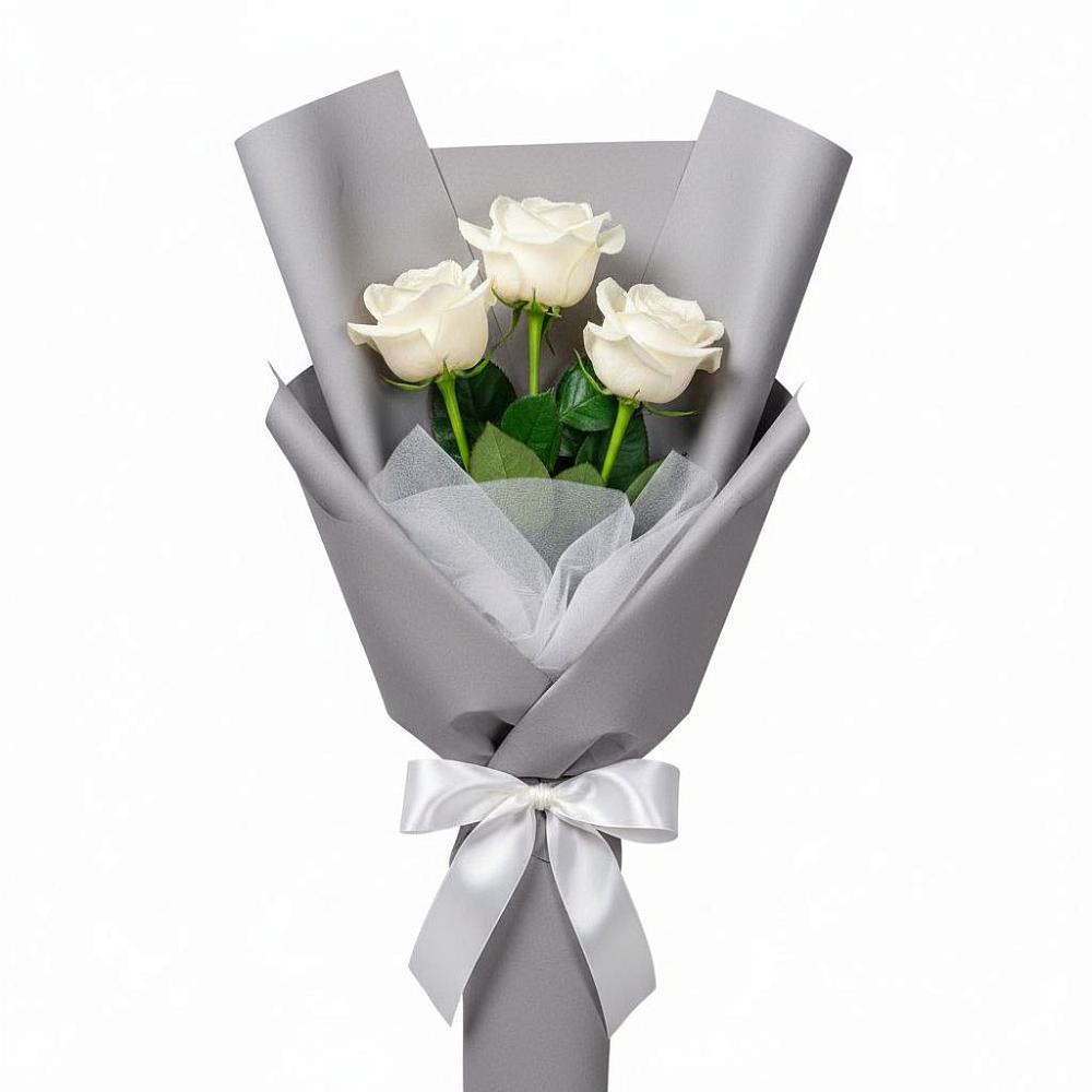 Букет 3 белые розы в Чернолучинском