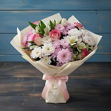 Букет цветов из:  Хризантемы, Альстромерии и Розы в Чернолучинском