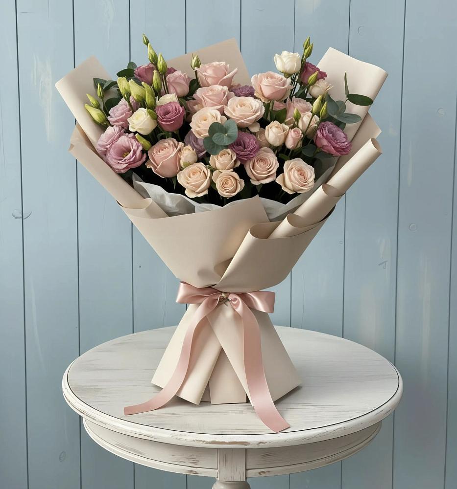 Букет цветов из: Розы и Лизиантусы в Чернолучинском