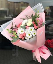 Букет цветов из:  Розы, Лизиантусы и Хризантемы в Чернолучинском