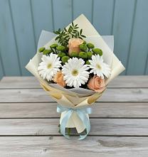 Букет цветов из:  Герберы, Розы и Хризантемы в Чернолучинском