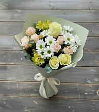 Букет цветов из:  Альстромерии, Розы и Хризантемы в Чернолучинском