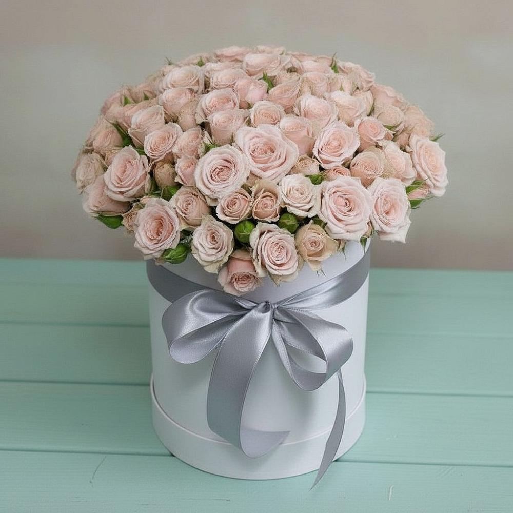 Цветочная композиция из Розы в шляпной коробке в Чернолучинском